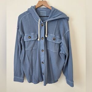 American Eagle Outfitters Light Blue Textured Button-up Shirt or Jacket in XL